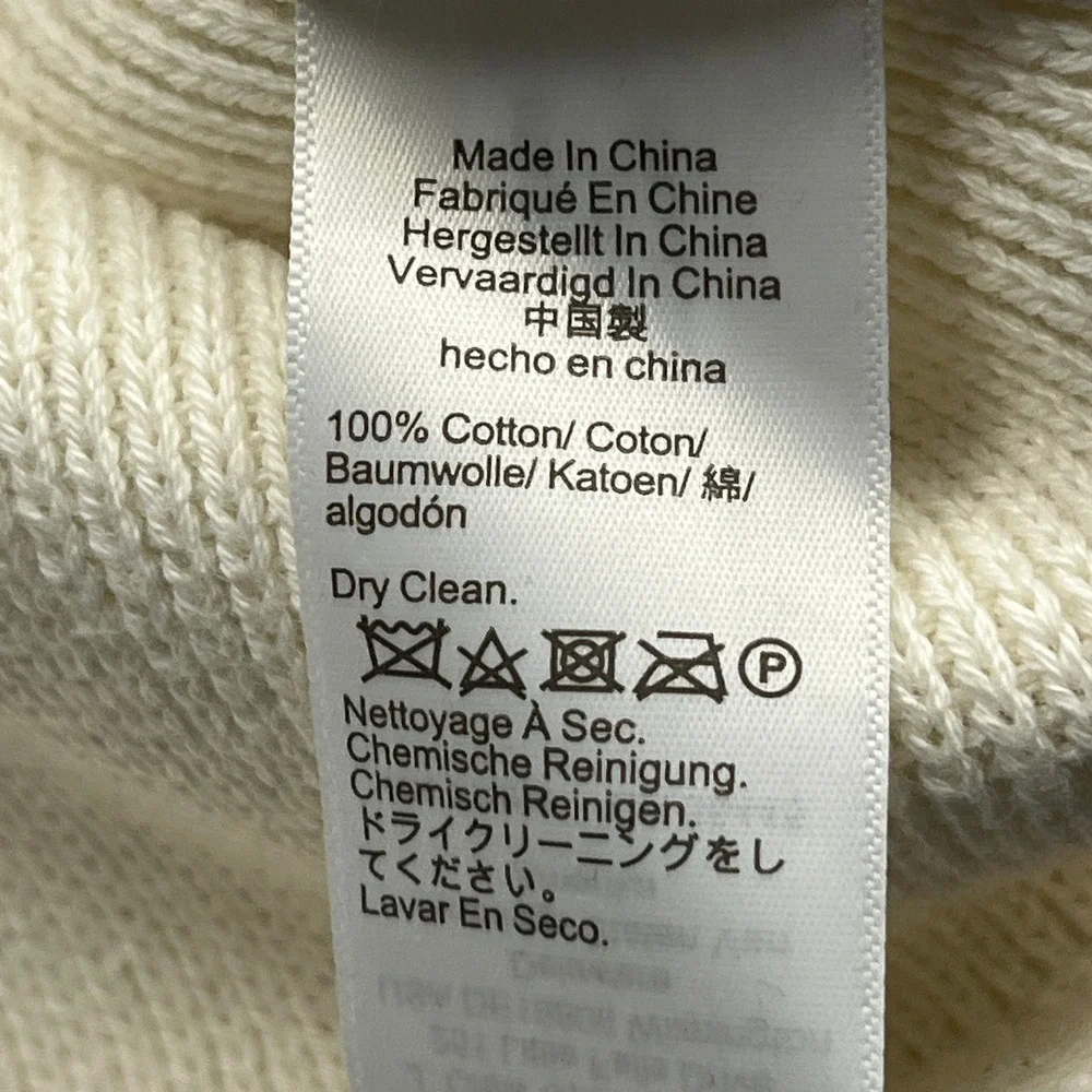 J.Crew Emilie Sweater Lady Jacket Womens Medium Ivory Contrast Navy Trim BX470